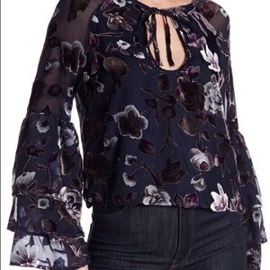 Lucca Couture Skyler Floral Velvet Boho Top